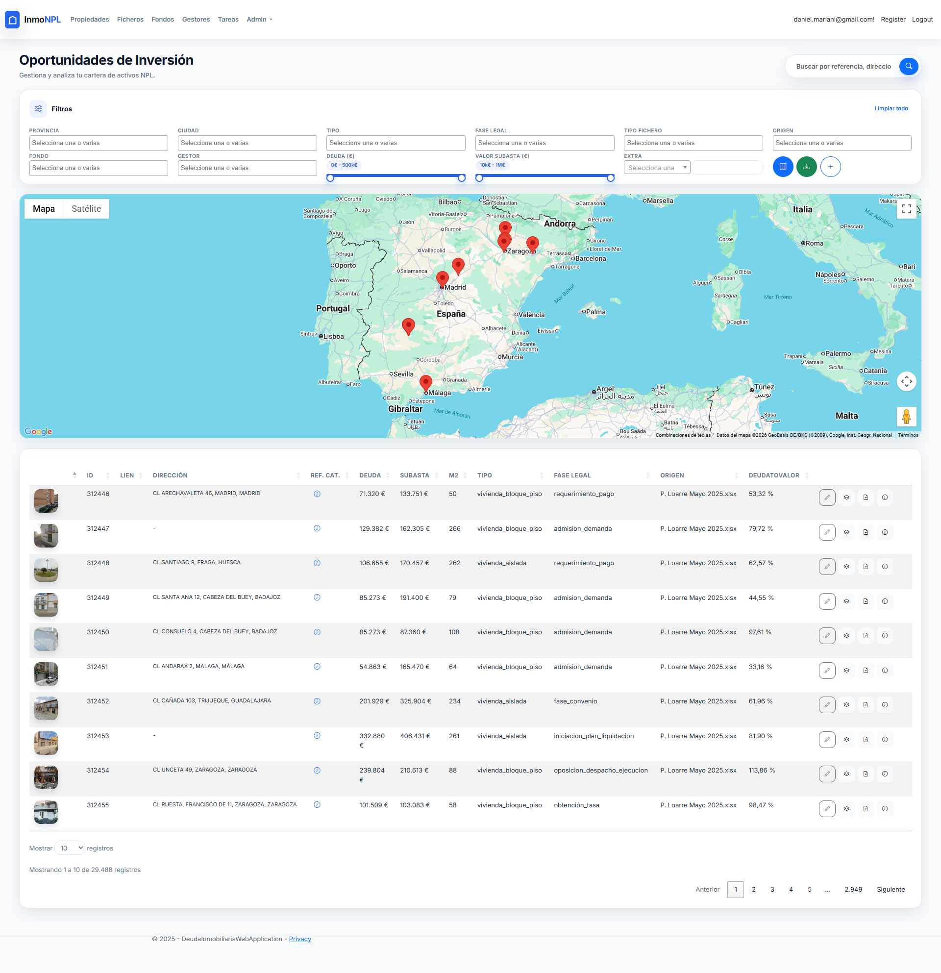 Captura real de la aplicacion InmoNPL